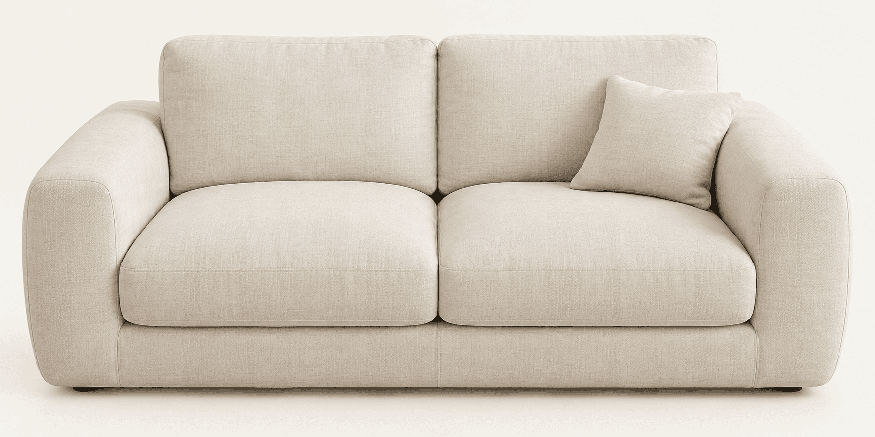 Cream two-seat LVANJU sofa before compression